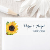 belle aquarelle tournesol étiquette de adresse (En situation)