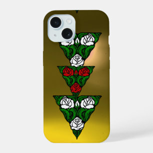 BELLE ART NOUVEAU BLANC ROSES ROUGES TRIANGLE