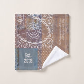 Belle artsy industriel bleu brun faux cuivre (Gant de toilette)