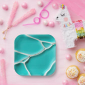 Belle Assiette en Papier Turquoise (Fête)