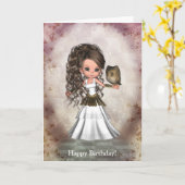 Belle Athéna carte grecque de déesse de Kawaii (Fleur jaune)