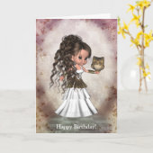 Belle Athéna carte grecque de déesse de Kawaii (Fleur jaune)