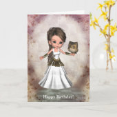 Belle Athéna carte grecque de déesse de Kawaii (Fleur jaune)