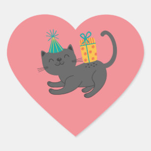 Belle auto-collant de chat anniversaire
