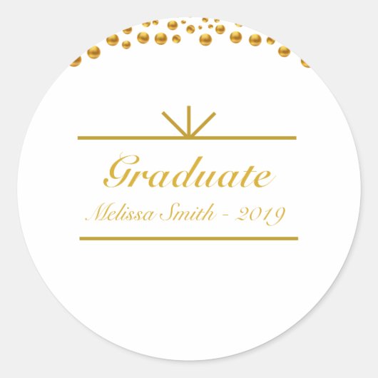 Belle autocollant d'étudiant diplômé doré (Devant)