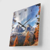 Belle Automne Arbres Montagne Mur Horloge (Angle)