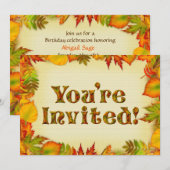 Belle automne/automne Anniversaire Invitation de f (Devant / Derrière)