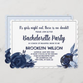 Belle Bachelorette Bleue Invitations (Devant / Derrière)