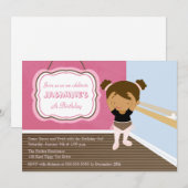 Belle ballerine rose fille anniversaire invitation (Devant / Derrière)