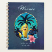 Belle banane de dessin animé sur la plage tropical (Devant)