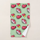 Belle bande dessinée style de coeur rouge et noir  (Serviette à main)