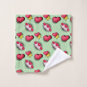 Belle bande dessinée style de coeur rouge et noir  (Gant de toilette)