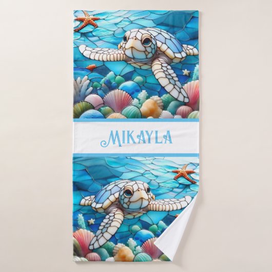 Belle Bébé Blanc Nage de tortue marine (Serviette de bain)