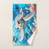 Belle Bébé Blanc Nage de tortue marine (Serviette à main)