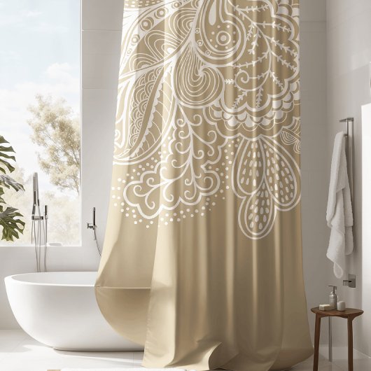 Belle Beige & BlancVintage Lace douche Rideau