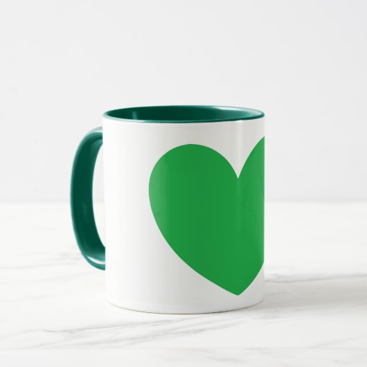 Belle Big Green Heart Design Café Mug (Devant gauche)