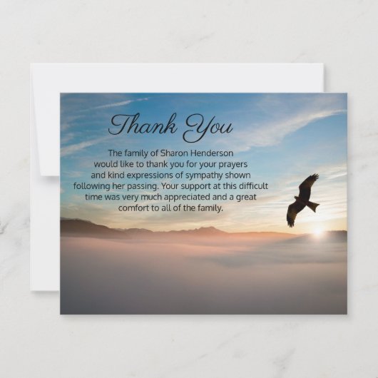 Belle Bird Sunset Funeral Merci Carte de note (Devant)