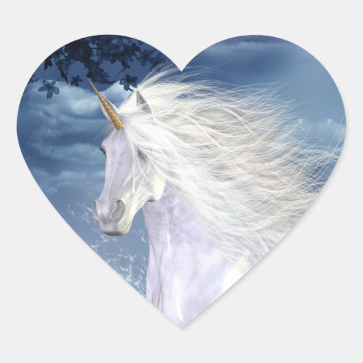 Belle blanche Unicorn Coeur Sticker (Devant)