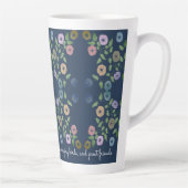 Belle Bleue Flowé Grande Mug Latte (Droite)