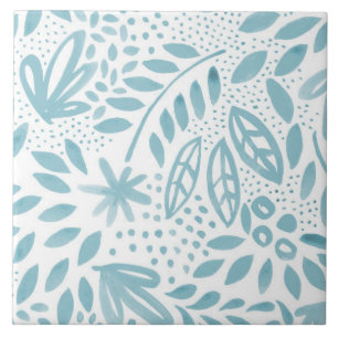 Belle Blue Floral Ceramic Tile Tegeltje