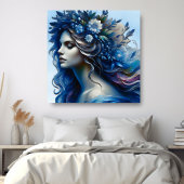 Belle Blue Woman Poster d'Art tendance