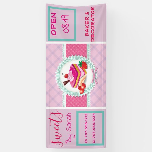 Belle boulangerie Cake Bannière rose (Vertical)