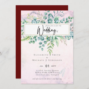 Belle Bourgogne Bleu Eucalyptus Invitation de verd