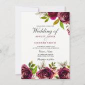 Belle Bourgogne Deep Red Floral Wedding Invitation (Devant)