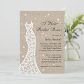 Belle Burlap hiver nuptiale de douche Invitation (Debout devant)