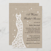 Belle Burlap hiver nuptiale de douche Invitation (Devant / Derrière)