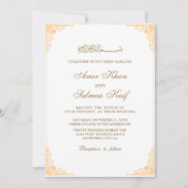 Belle cadre or mariage musulman Invitations (Devant)