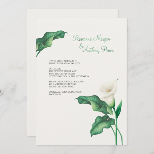 Belle Calla Lily Mariage Invitations (Devant / Derrière)