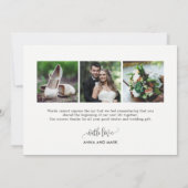 Belle calligraphie Carte de remerciements DE COULE (Dos)