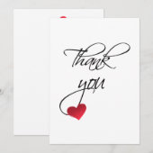 Belle calligraphie Coeur rouge Mariage Merci (Devant / Derrière)