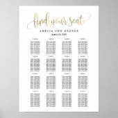 Belle Calligraphie Faux Gold Seing Chart Poster (Devant)