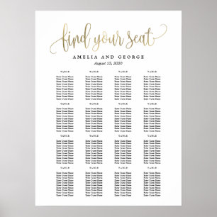 Belle Calligraphie Faux Gold Seing Chart Poster