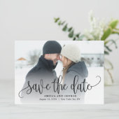 Belle Calligraphie Photo Enregistrer La Carte Date (Debout devant)