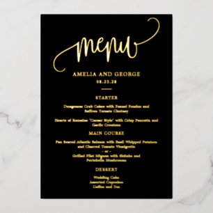 Belle Calligraphie REAL FOIL Elégante Carte Menu