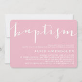 Belle calligraphie rose Baptême Invitation (Devant)