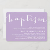Belle Calligraphie Violet Baptême Invitation (Devant)