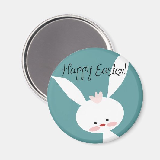 Belle caricature Joyeux Aimant lapin blanc de Pâqu (Recto/Verso)