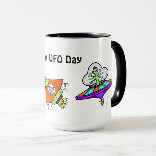 Belle caricature UFO Day Mug (Devant droit)