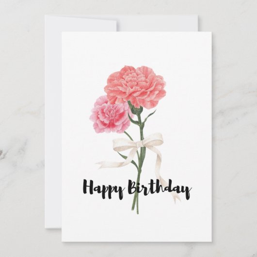 Belle Carnation rose Bouquet Carte Anniversaire (Devant)