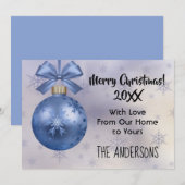 Belle carte à ruban en soie Bobble Bleu (Devant / Derrière)