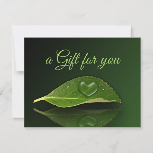 Belle Carte Cadeau En Forme De Coeur Droplet Feuil (Devant)