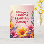 Belle carte d'anniversaire à l'écriture soignée (Fleur jaune)