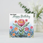 Belle carte d'anniversaire avec bouquet floral aqu (Debout devant)