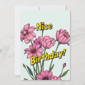 Belle carte d'anniversaire avec fleurs roses (Devant)
