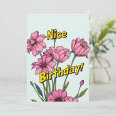 Belle carte d'anniversaire avec fleurs roses (Debout devant)