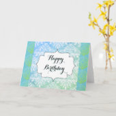 Belle carte d'anniversaire bleu et vert joyeux (Fleur jaune)